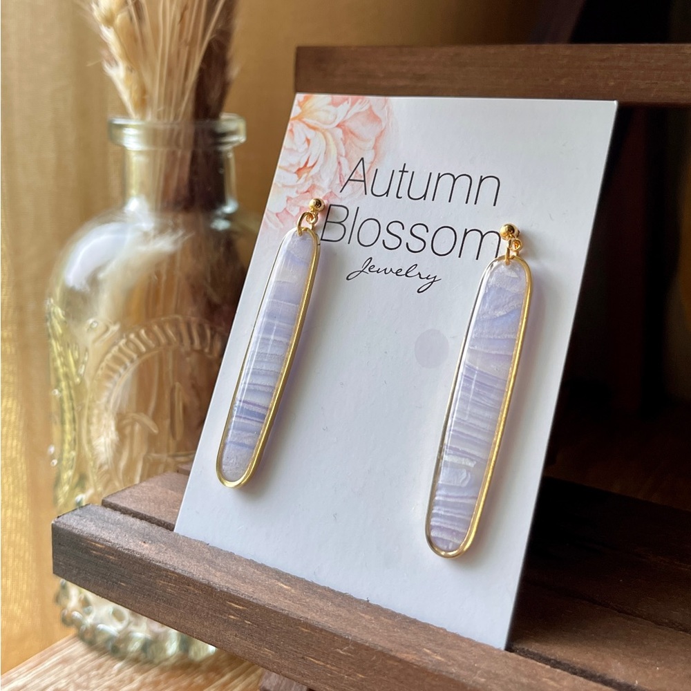 Handmade purple striped earrings